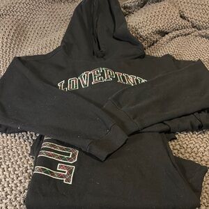 PINK Victoria's Secret Black Track Pants and PINK Victorias Secret Hoodie